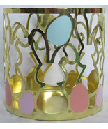 Yankee Candle Large Jar Holder J/H EASTER EGGS Gold Bunnies pastel ename... - $36.78