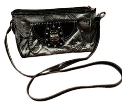 Kathy Van Zeeland Black Leather Animal Pink lining Shoulder &amp; Crossbody bag - £15.55 GBP