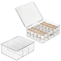 Plastic Stackable Pantry Divided Storage Bin Box with Lid and Labels - Coffee  - £58.28 GBP
