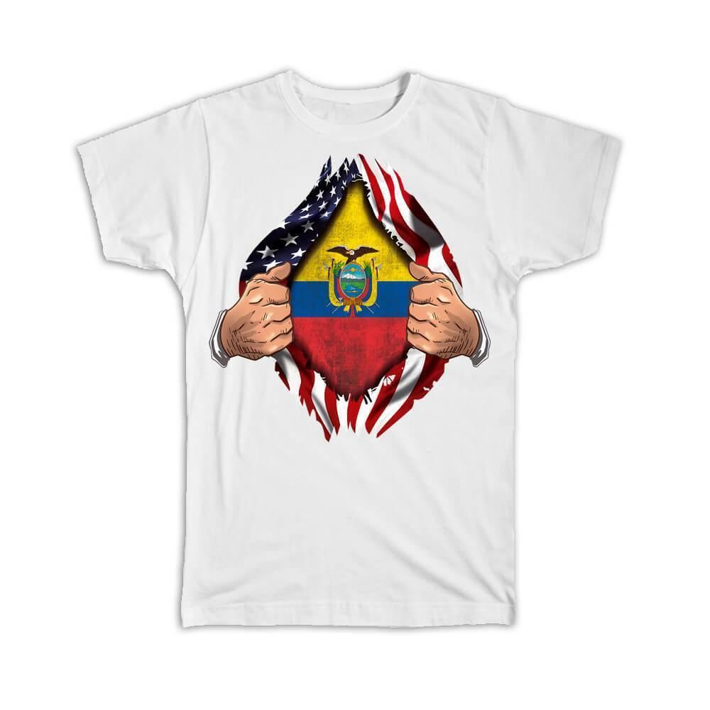 Ecuador : Gift T-Shirt Flag USA American Chest Ecuadorian Expat Country Item image 9