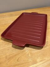 Longaberger Flameware Paprika Red Grill Pan Pottery Server Cookware 18&quot; ... - $180.36 CAD