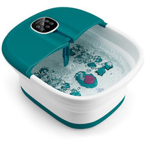 Folding Foot Spa Basin with Heat Bubble Roller Massage Temp and Time Set-Turquo - £72.62 GBP