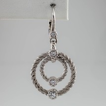 Judith Ripka Sterling Silver Double-Circle Drop Earring w/ Cz Single Earring - £88.46 GBP