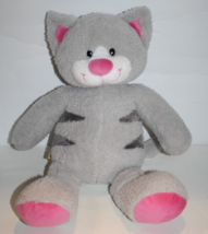 Build A Bear Cat 16&quot; Gray Snazzy Kitty Kitten Plush Grey Pink Nose Soft ... - £13.44 GBP