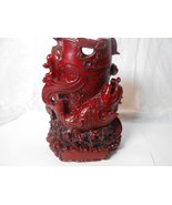 Sou Shan Stone Ware  Carps Planter Candle Holder  8&quot; Tall Dark Red - $244.73 MXN