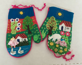vintage arpillera style south american applique decorative use only poth... - $19.75