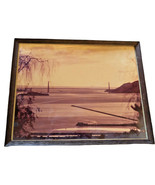 Golden Gate Bridge Photo Photograph Vintage 1960s Framed 11&quot; x 14&quot; Alcat... - $37.04