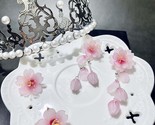 Cherry Blossom Earrings, Sakura Dangle, Pink Flower Studs, Korean Earring - $19.80 - $22.50