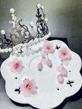 Cherry Blossom Earrings, Sakura Dangle, Pink Flower Studs, Korean Earring - £17.29 GBP+