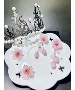 Cherry Blossom Earrings, Sakura Dangle, Pink Flower Studs, Korean Earring - £17.30 GBP+