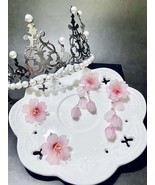 Cherry Blossom Earrings, Sakura Dangle, Pink Flower Studs, Korean Earring - $30.34 CAD+