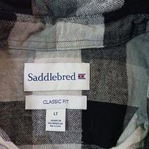 Saddlebred Classic Fit Button-Down Collar Men's Green Gray Flannel Shirt Size LT image 3