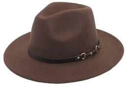 Brown Fedora Wide Brim Panama Cowboy Hat UNISEX - £33.49 GBP