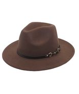 Brown Fedora Wide Brim Panama Cowboy Hat UNISEX - £32.83 GBP