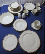 Vtg 29 pc Mikasa Florisse Black Serv for 5 Plates Cups/Saucers Bowls Ser... - £114.35 GBP