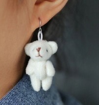 Teddy Bear Earrings, Fuzzy Bear Earrings, Plush Earring, Bear Earrings, Wild Ani - £21.27 GBP