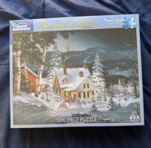 White Mountain Friends In Winter Jigsaw Puzzle 1000pcs House Snow Trees Dogs New - $19.79