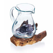 Molton Glass Water Jug On Wooden Stand - £38.36 GBP