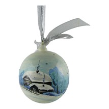 Russian Hand Painted Christmas Winter Linden Wood Ball Christmas Ornament 3&quot; - $20.56