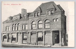 Postcard City Hall Washburn Wisconsin (Full Length Horizontal Creases As Shown) - £5.71 GBP