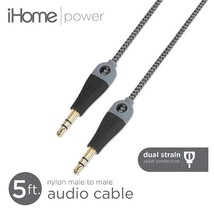 iHome 5 ft. Double Injected Nylon Audio Cable with Enhanced Strain Relief - 3.5m - £9.59 GBP