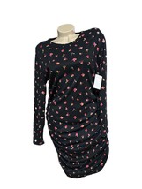 Abound Black Floral Rose Print Side Ruched Dress Extra Large XL NEW NWT - $274.31 MXN