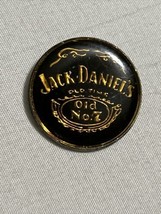Jack Daniels Tennessee Whisky Old No 7 Pinback Pin Lapel Hat Black Gold Vintage - £7.19 GBP