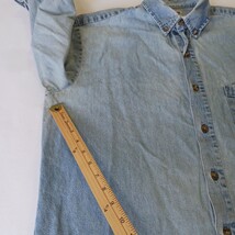 Genuine Dickies GL300SNB Men's Blue Distressed Denim Button-Down Shirt Size L image 4