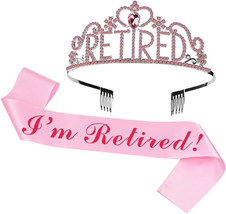 Retirement Party Decorations Retired Tiara/Crown, Retired Sash for Women Retirem - £16.92 GBP