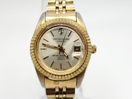 Vintage Pierre Cardin Diamond Quartz Watch Women New Battery Gold Tone Date Dial - $24.99