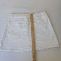 Almost Famous Premium Mid-Rise Women's White Frayed Denim Skirt Size 11 Waist 31 image 9