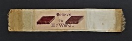 1800s antique PAPER PUNCH SAMPLER cross stitch BOOKMARK Believe in My Word - £37.77 GBP