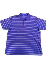 Adidas Pure Motion Golf Shirt XL Holly Tree Logo Blue w white stripes - £9.06 GBP