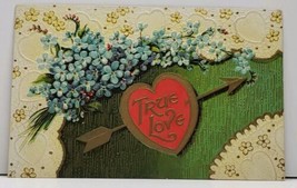 True Love Golden Heart Faux Lace Embossed Gilded Postcard G6 - $4.99