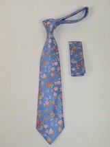 Men's Vito Rofolo From Italy Tie Hankie Gift Boxed 100% Silk VR-30 Blue Floral image 3
