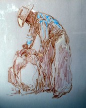 Mixed Media Colored Pencil Vaquero Cowboy HC Unsigned 1960's - $162.72 CAD