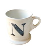 Anthropologie &quot;N&quot; Monogram Initial Mug Shaving Style Cup Black White Sto... - $17.50