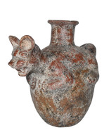 Early 20th Century Colima Dog Effigy Vessel Lrg Hand Molded Pottery Jug w Spout - £795.35 GBP