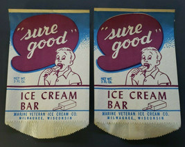 Vintage 2 Old Sure Good Marine Veteran Ice Cream Bag Milwaukee Wi New B6 - £7.18 GBP