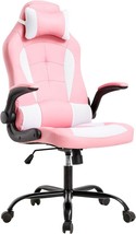 Gaming Chair Office Chair Desk Chair With Lumbar Support Flip Up Arms, Pink - £85.76 GBP