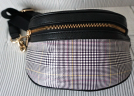 Plaid Non-Leather Fanny Pack Adjustable Strap Multiple Zip Pockets Gold ... - $34.62