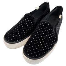 Keds X Kate Spade Double Decker Sneakers Black 6.5 Velvet Diamonds Slip On Shoe - £47.84 GBP