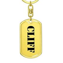 Cliff - Luxury Dog Tag Keychain 18K Yellow Gold Finish Personalized Name - £35.93 GBP