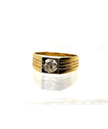 Vintage .25CT Diamond &amp; 18K Yellow &amp; White Gold Men&#39;s Ring / Wedding Band - £1,008.86 GBP