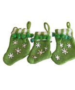 3-Christmas Mini Knit Stockings 4&quot; - 4.5&quot; Tall With Snow Flake - $8.99