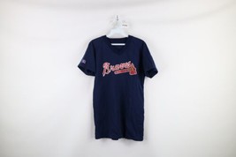 Vintage 80s Russell Athletic Mens Small Atlanta Braves Baseball Jersey Blue USA - £47.44 GBP