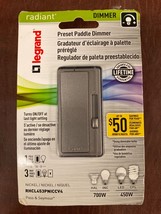 New in box! Legrand Radiant Preset Paddle Dimmer Switch Nickel RHCL453PN... - $20.56