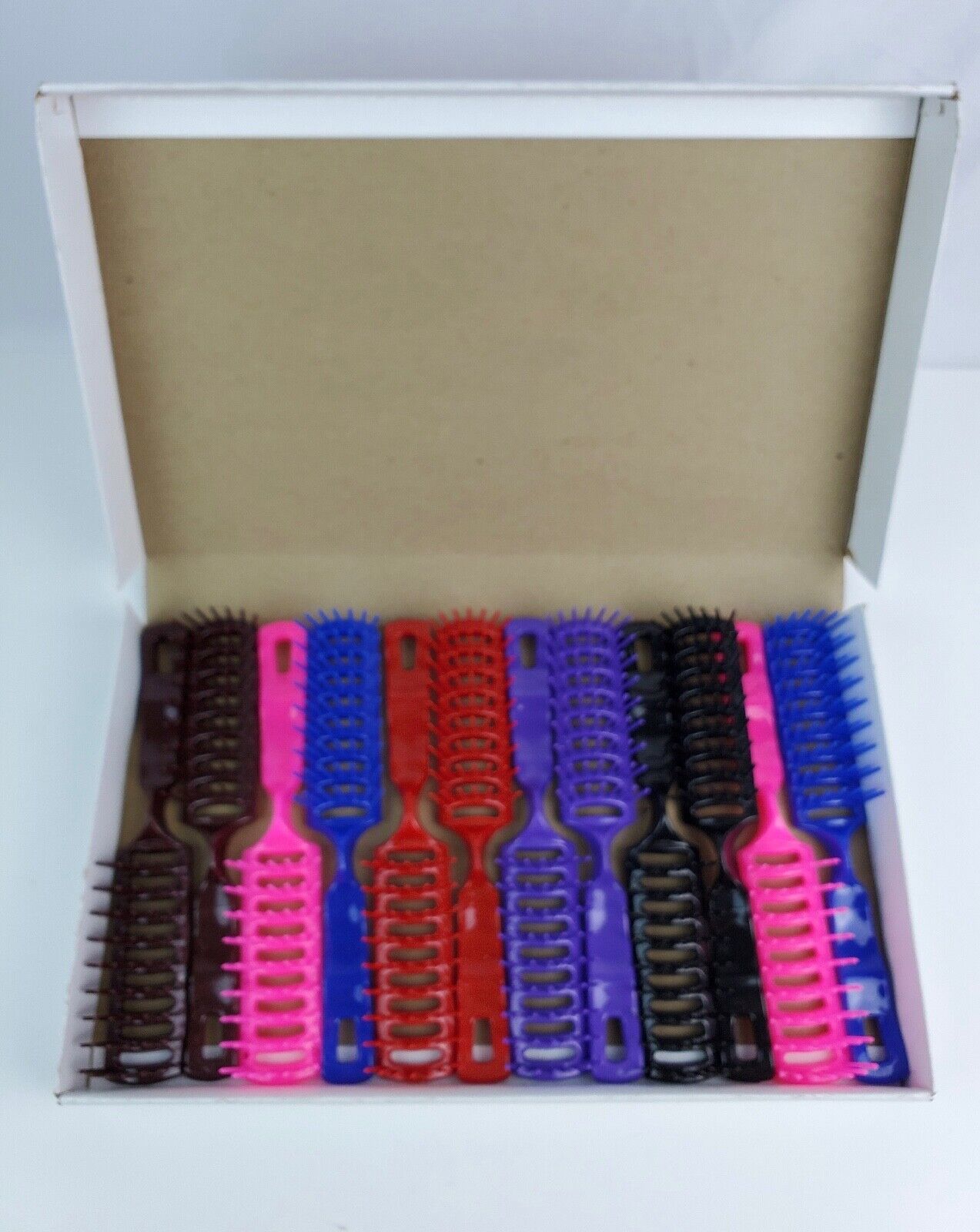 NOS Jet-Flow Turbo vented plastic hair brush full case of 12 Colorful Pink Blue - $55.43
