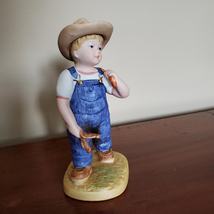 Vintage Boy Figurine, 1980s Porcelain Homco Denim Days children figurines Danny image 7