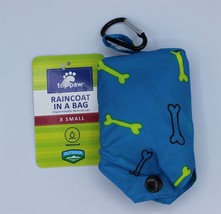 Top Paw - Dog Raincoat In A Bag - X Small - Blue Dog Bone - £7.58 GBP